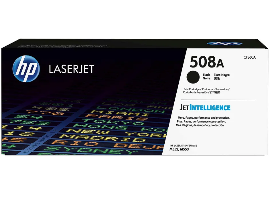 Toner laser hp n.508a laserjet entreprise color m552/m553/m577 couleur noir 6000p
