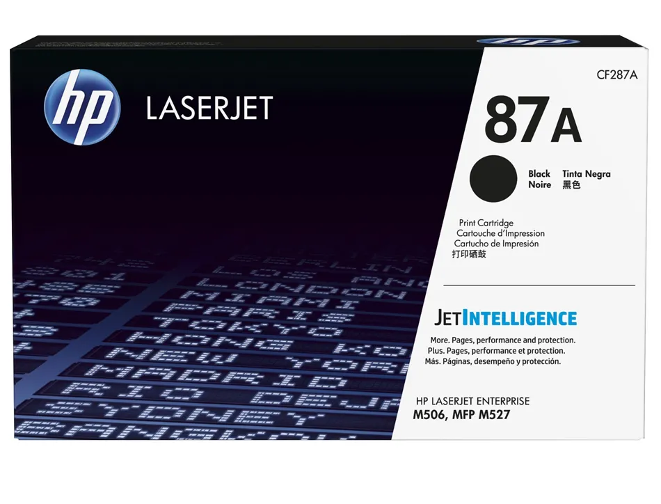 Toner laser hp n.87a laserjet entreprise m506/mfp m527 & laserjet pro m501 couleur noir 9000p