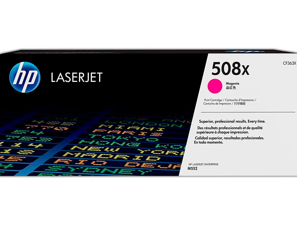Toner laser hp n.508x laserjet entreprise m552/m553/m577 couleur magenta 9500p