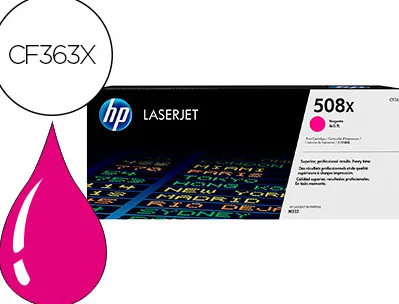 Toner laser hp n.508x laserjet entreprise m552/m553/m577 couleur magenta 9500p