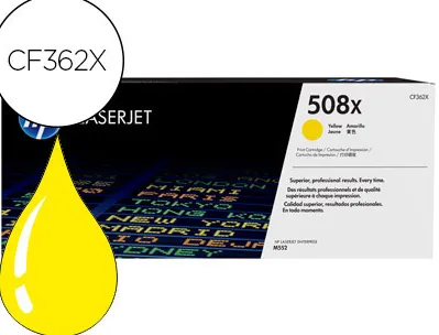 Toner laser hp n.508x laserjet entreprise m552/m553/m577 couleur jaune 9500p