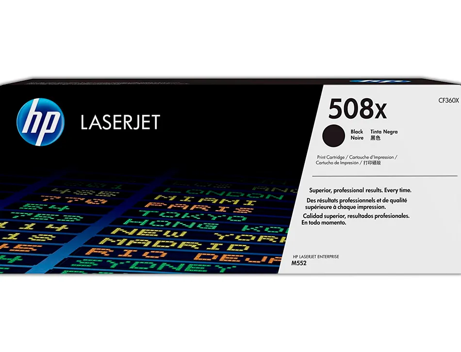 Toner laser hp n.508x laserjet entreprise m552/m553/m577 couleur noir 12500p