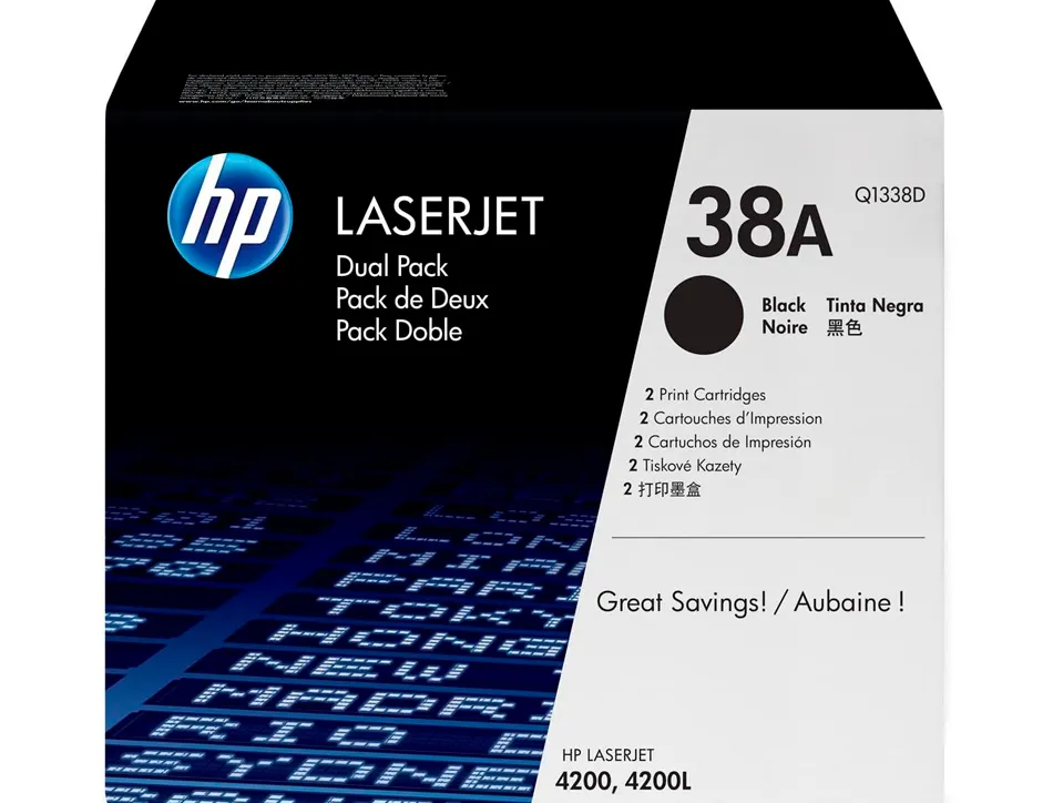 Toner laser hp q1338d couleur noir 12000p pack 2 unités