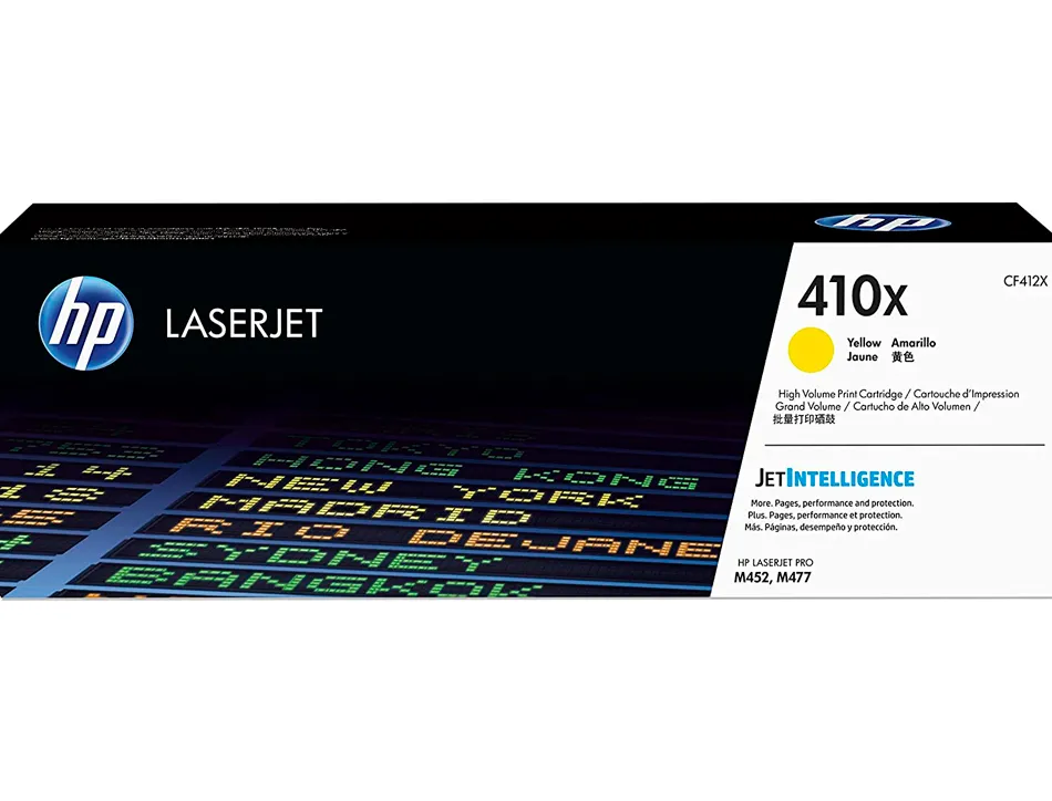 Toner laser hp 410x cf412x pour laserjet pro m377/m452/mfp m477 couleur jaune 5000p