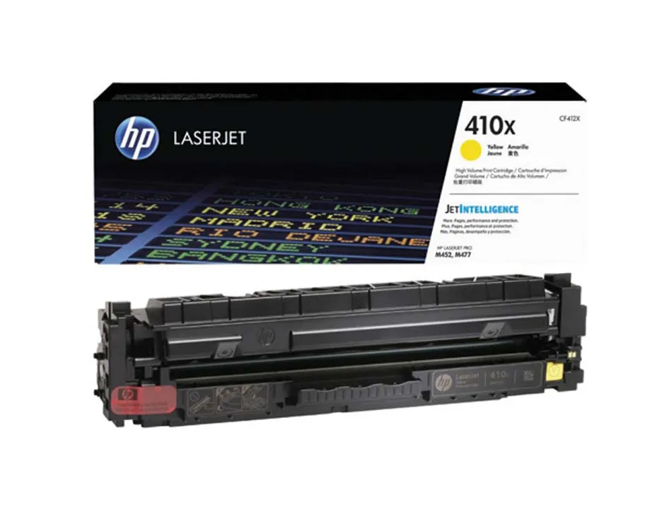 Toner laser hp 410x cf412x pour laserjet pro m377/m452/mfp m477 couleur jaune 5000p