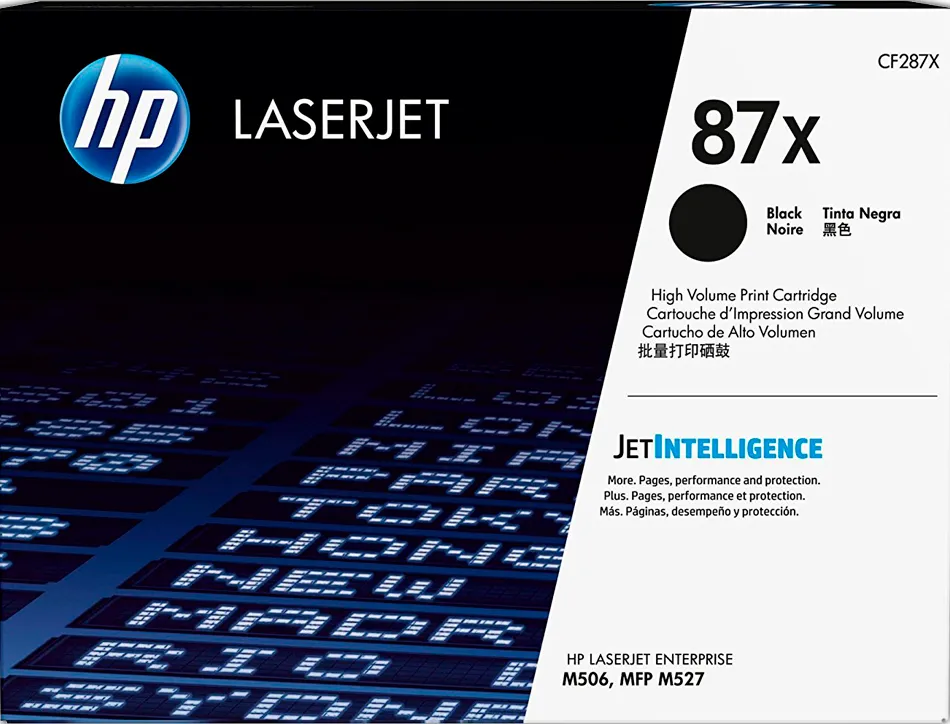 Toner laser hp 87x cf287x pour laserjet entreprise m506/mfp m527 & laserjet pro m501 couleur noir 18000p