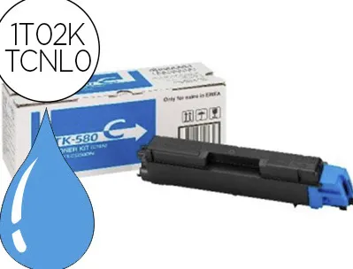 Toner laser kyocera 1t02ktcnl0 tk580c pour fsc5150dn/p6021cdn couleur cyan 2800p