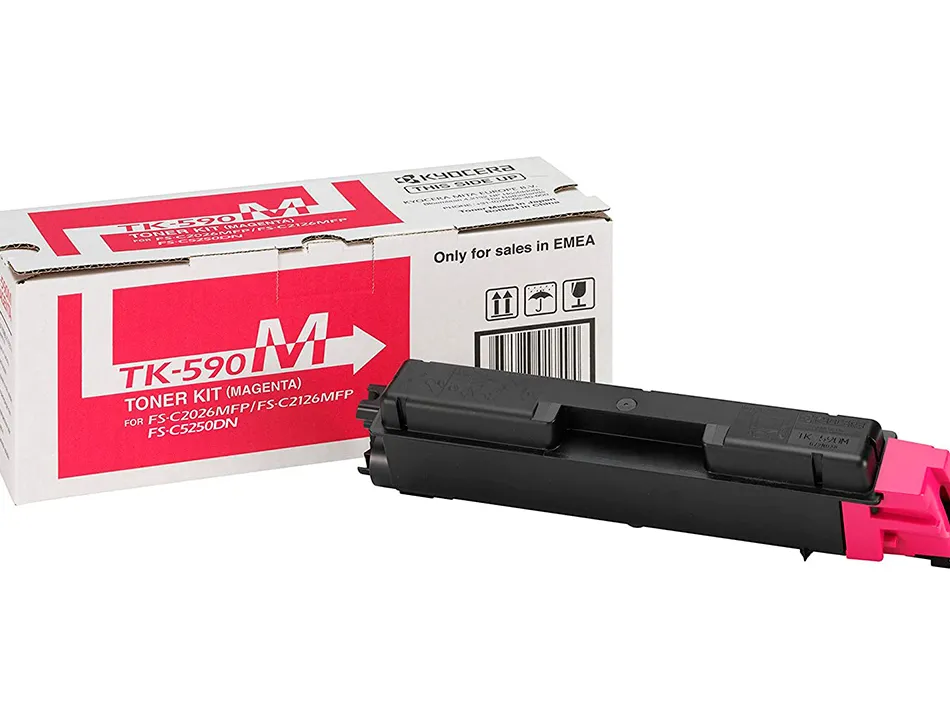 Toner laser kyocera 1t02kvbnl0 tk590m pour fsc2016/2026/2126/5250/p2026cdn couleur magenta