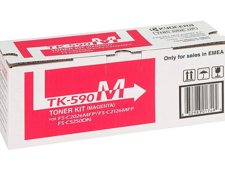 Toner laser kyocera 1t02kvbnl0 tk590m pour fsc2016/2026/2126/5250/p2026cdn couleur magenta