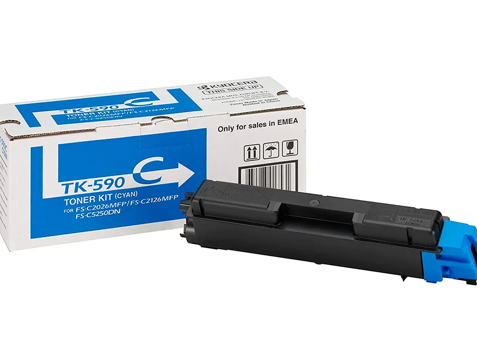 Toner laser kyocera 1t02kvcnl0 tk590c pour fsc2016/2026/2126/5250/p2026cdn couleur cyan 5000p