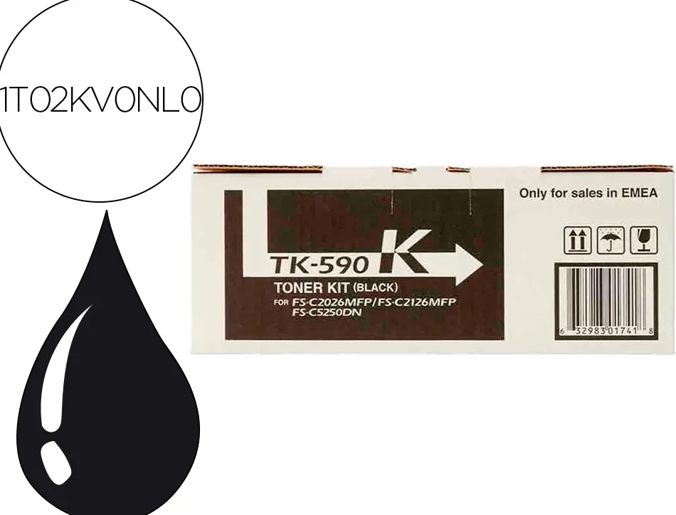 Toner laser kyocera 1t02kv0nl0 tk590 pour fsc2016/2026/2126/5250 couleur noir 7000p