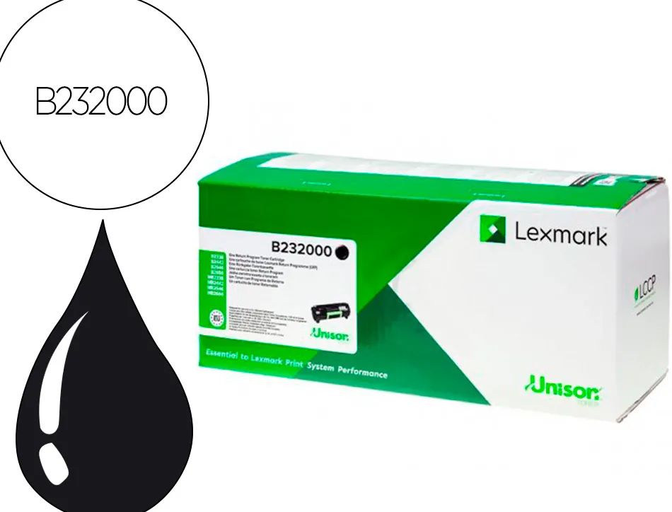 Toner laser lexmark b232000 couleur noir 3000 pag
