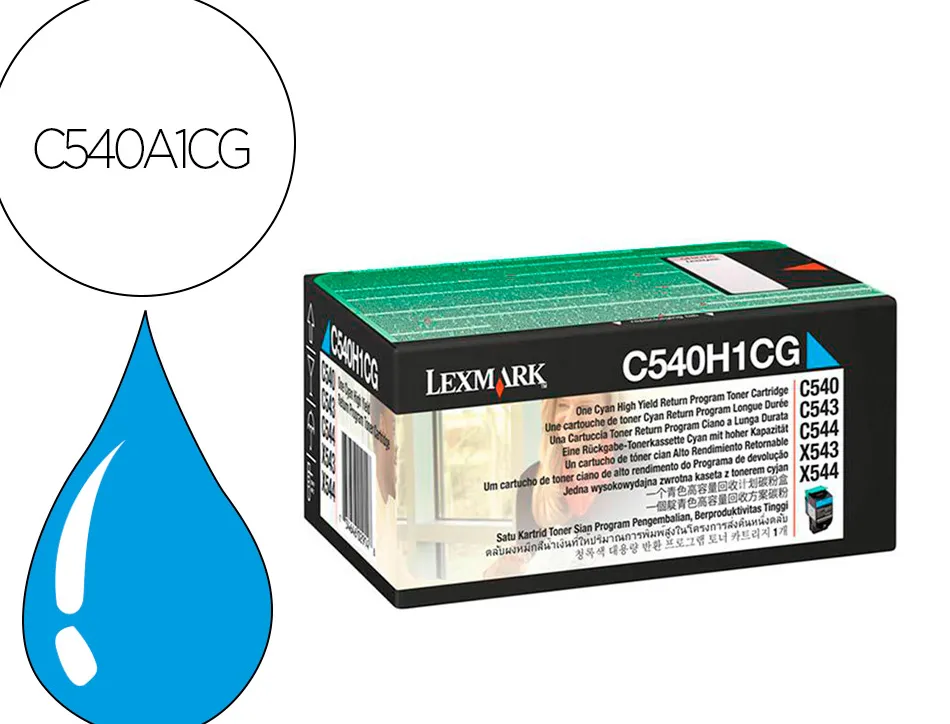 Toner laser lexmark c540/c543/c544/x543/x544 c540a1cg couleur cyan 1000p