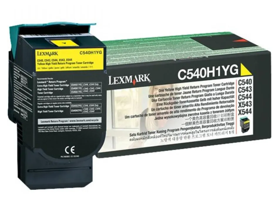 Toner laser lexmark c540/c543/c544/x543/x544 c540h1yg couleur jaune 2000p