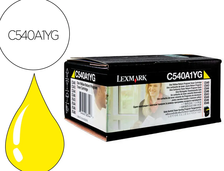 Toner laser lexmark c540/c543/c544/x543/x544 c540a1yg couleur jaune 1000p