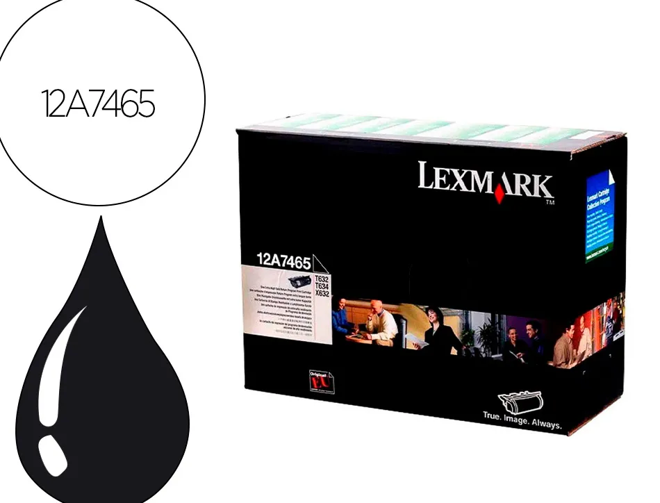 Toner laser lexmark t632/t634/x630/x632 12a7465 couleur noir haute capacite 32000p