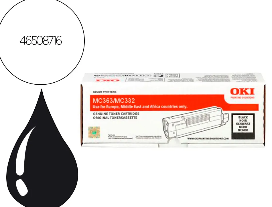 Toner laser oki 46508716 couleur noir 1500 pag