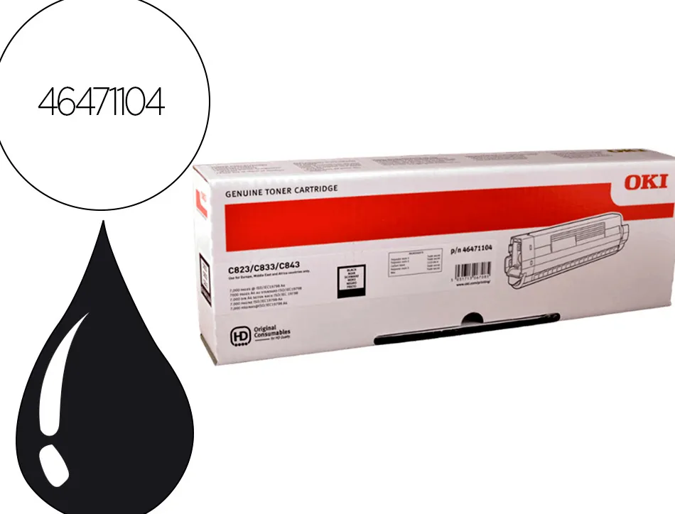 Toner laser oki 46471104 couleur noir 7000 pag