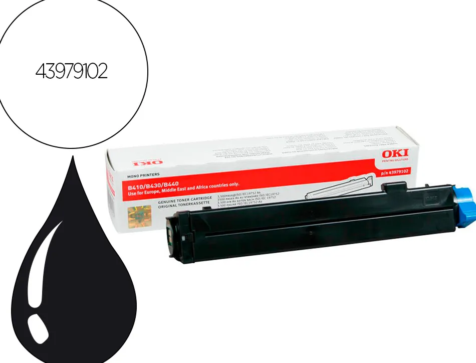 Toner oki b410.b430 couleur noir 3500 pag