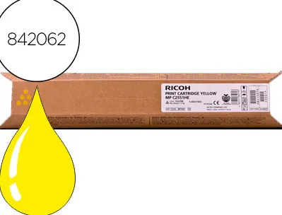 Toner ricoh laser 842062 841507 pour mpc2551 2051 couleur jaune 9500p