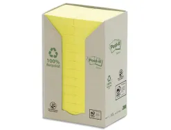 Tour de notes post-it recyclées 38 x 51 mm coloris jaune 24 blocs