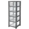 Tour de rangement cep office 5 tiroirs transparent dim 32,5x35xh95,6cm coloris noir