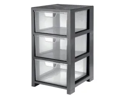 Tour de rangement cep office 3 tiroirs transparent dim 32,5x35xh59,5cm coloris noir