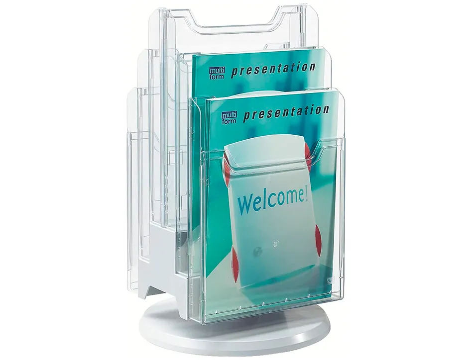 Tourniquet de table exacompta verticale a4 6 compartiments stable et pivotant gris crsital