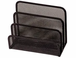 Trieur enveloppes q-connect métal mesh maille métallique 3 compartiments courrier 175x140x80mm coloris noir