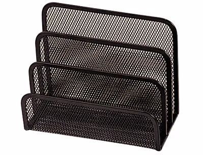 Trieur enveloppes q-connect métal mesh maille métallique 3 compartiments courrier 175x140x80mm coloris noir