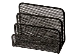 Trieur enveloppes q-connect métal mesh maille métallique 3 compartiments courrier 175x140x80mm coloris noir