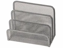 Trieur enveloppes q-connect métal mesh maille métallique 3 compartiments courrier 175x140x80mm coloris argent
