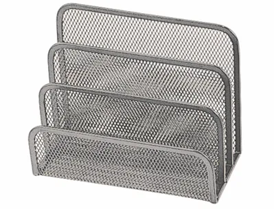 Trieur enveloppes q-connect métal mesh maille métallique 3 compartiments courrier 175x140x80mm coloris argent