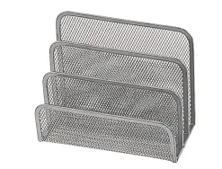 Trieur enveloppes q-connect métal mesh maille métallique 3 compartiments courrier 175x140x80mm coloris argent