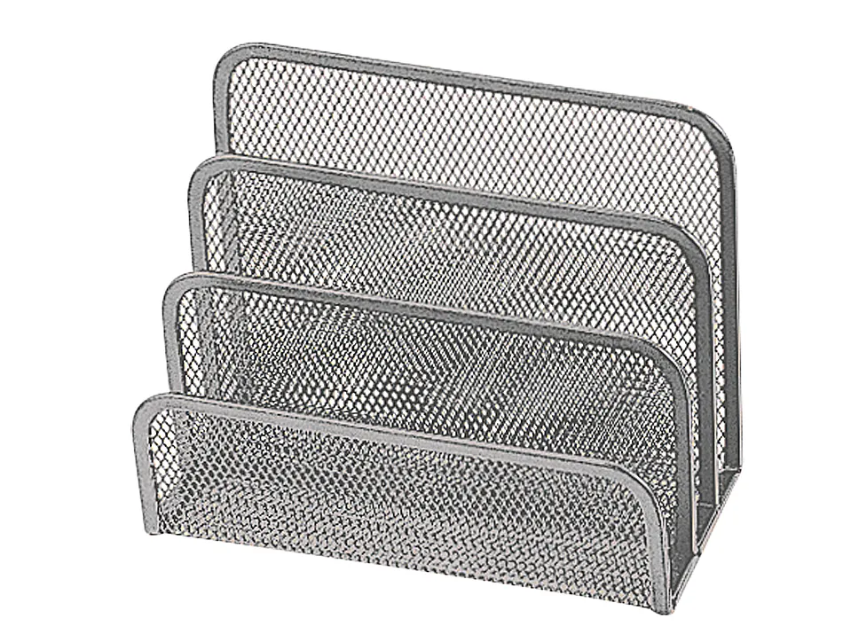 Trieur enveloppes q-connect métal mesh maille métallique 3 compartiments courrier 175x140x80mm coloris argent
