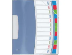 Trieur esselte vivida polypropylène translucide 12 compartiments 3 rabats bandes élastiques index amovible étiquette dos