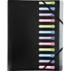 Trieur exacompta 3 rabats polypropylène a4+ 12 compartiments fenêtres fermeture élastique coloris noir