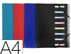 Trieur exacompta 3 rabats polypro a4 avec elastiques et fenetres 8 compartiments coloris assortis
