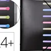 Trieur exacompta 3 rabats polypropylène a4+ 8 compartiments fenêtres fermeture élastique coloris noir