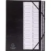 Trieur exacompta ordonator carton recouvert pvc 25x33cm alphanumérique 26 compartiments 850f dos extensible coloris noir
