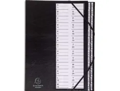 Trieur exacompta ordonator carton recouvert pvc 25x33cm alphanumérique 26 compartiments 850f dos extensible coloris noir