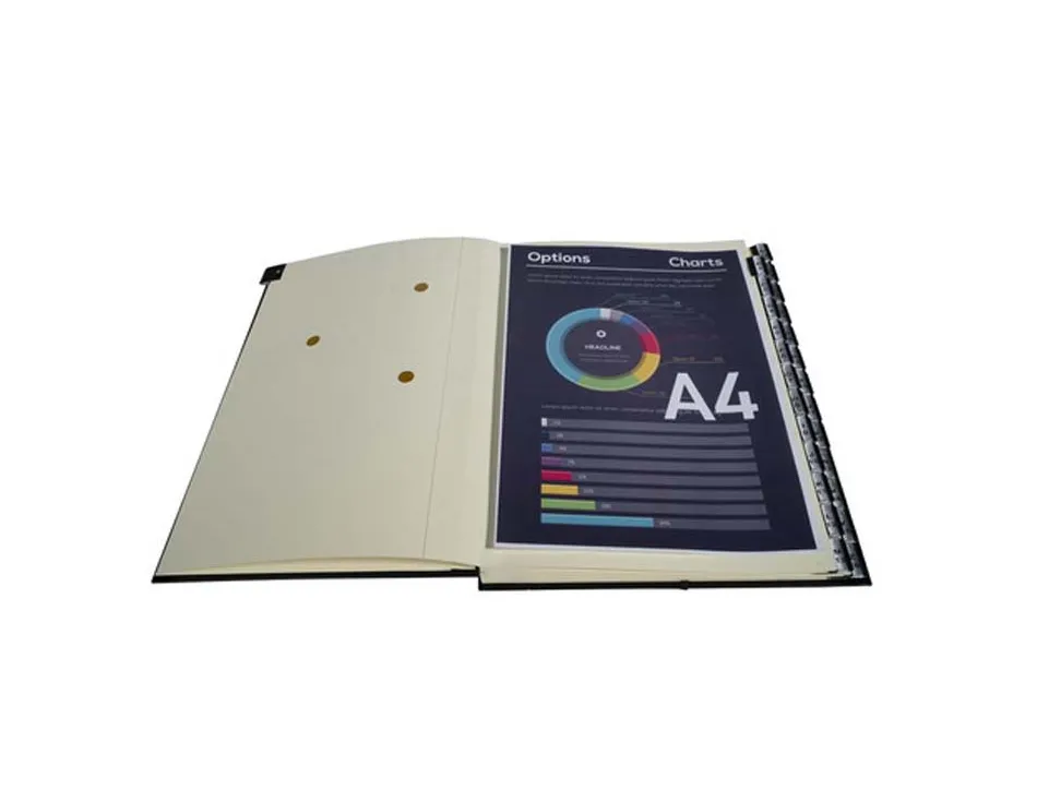 Trieur exacompta ordonator carton recouvert pvc 25x33cm alphanumérique 26 compartiments 850f dos extensible coloris noir