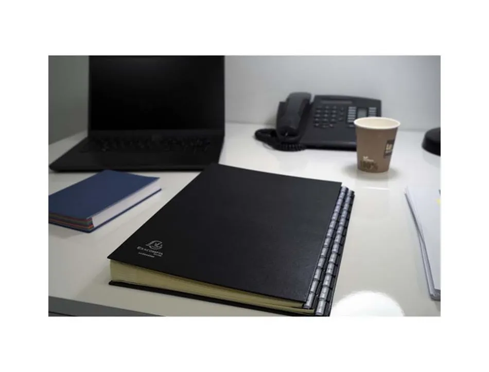 Trieur exacompta ordonator carton recouvert pvc 25x33cm alphabétique 26 compartiments 300f dos extensible coloris noir