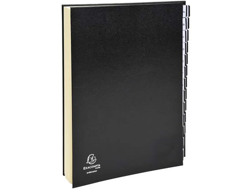Trieur exacompta ordonator carton recouvert pvc 25x33cm alphabétique 26 compartiments 300f dos extensible coloris noir