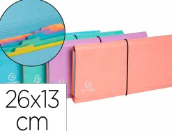 Trieur exacompta pocket 6 compartiments carte lustree 26x13cm coloris aquarel assortis bleu corail mauve
