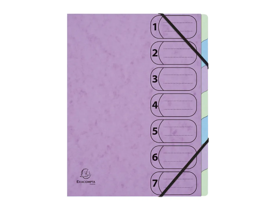 Trieur harmonika exacompta aquarel a4 7 compartiments fermeture elastique coloris assortis