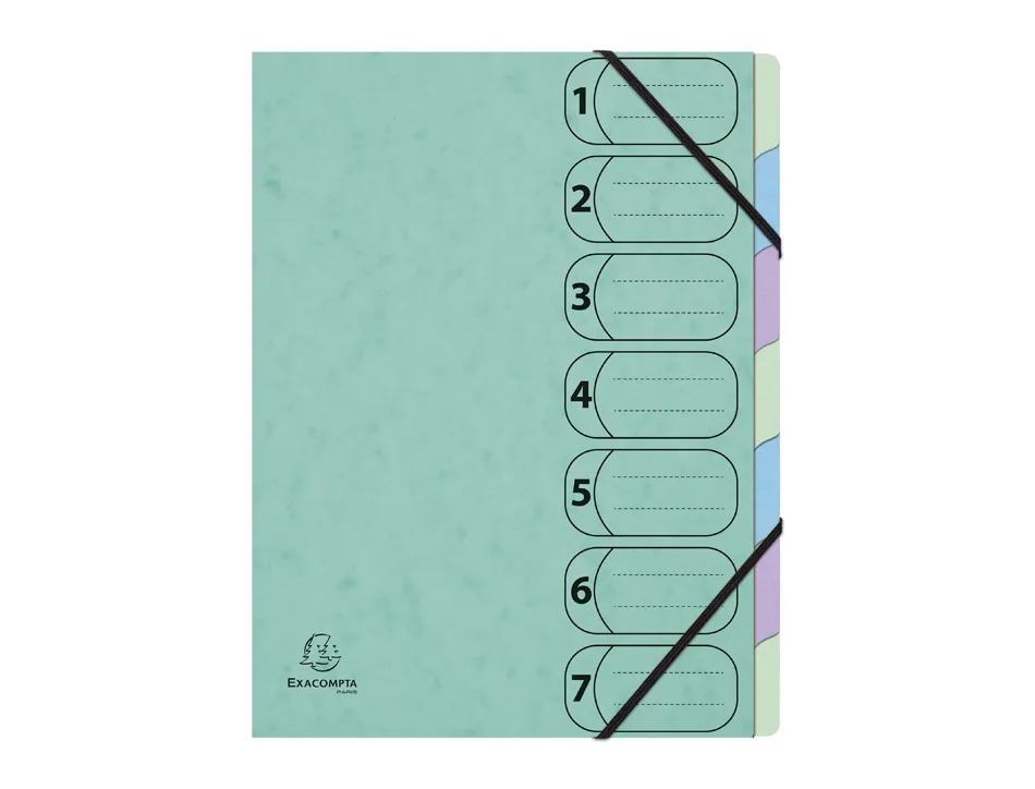 Trieur harmonika exacompta aquarel a4 7 compartiments fermeture elastique coloris assortis