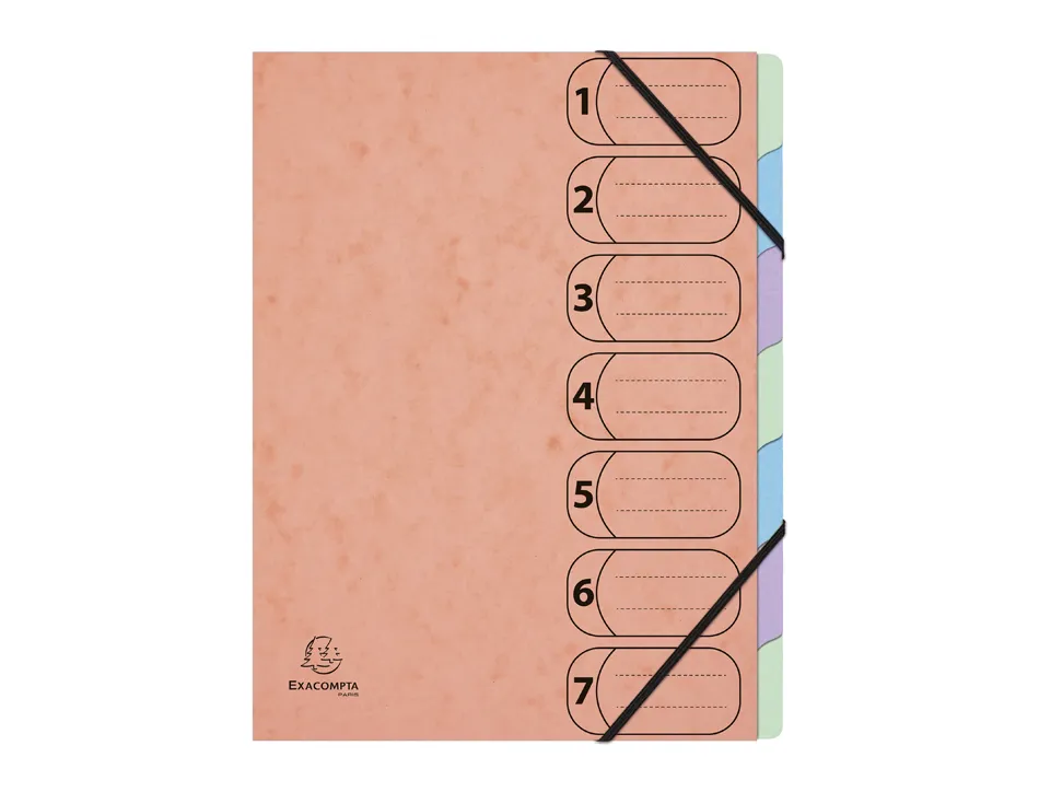 Trieur harmonika exacompta aquarel a4 7 compartiments fermeture elastique coloris assortis