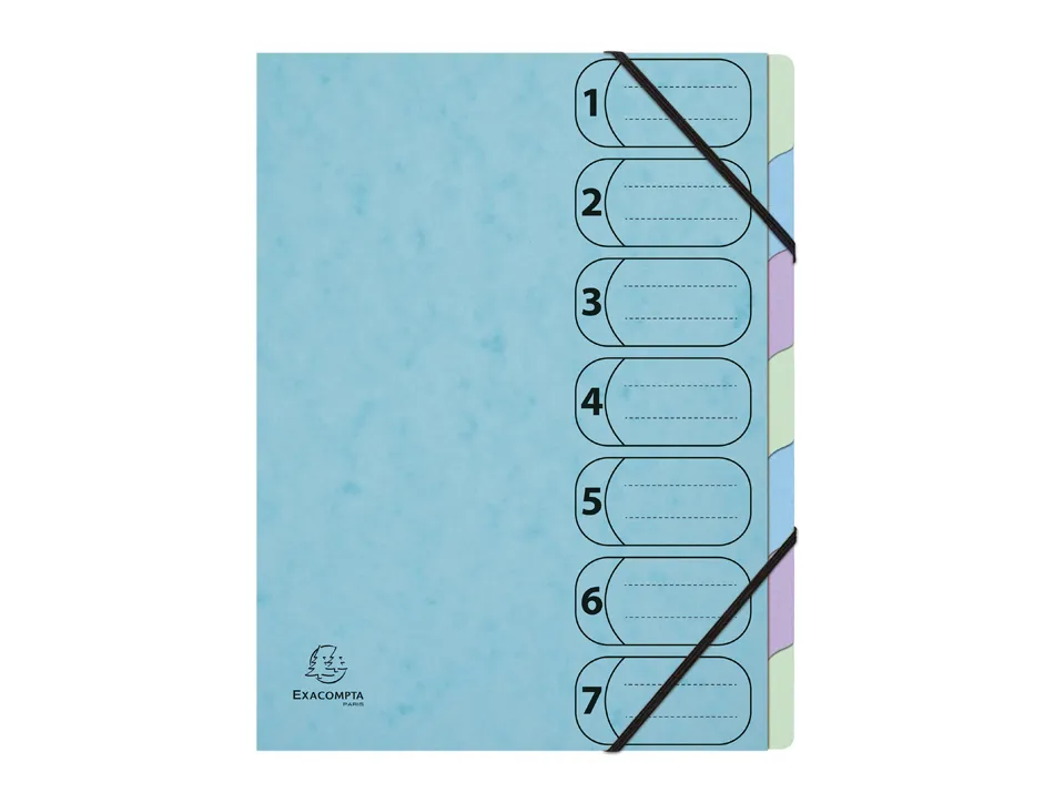 Trieur harmonika exacompta aquarel a4 7 compartiments fermeture elastique coloris assortis