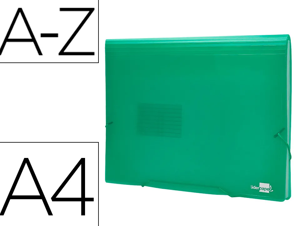 Trieur liderpapel polypropylène a4 210x297mm 700 microns 13 compartiments fermeture élastique translucide coloris vert